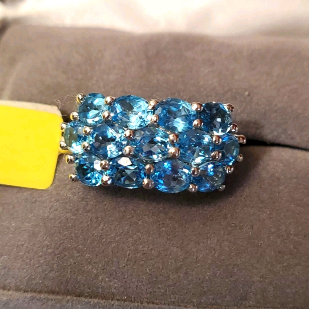 Electric blue Topaz ring Sterling silver size 7